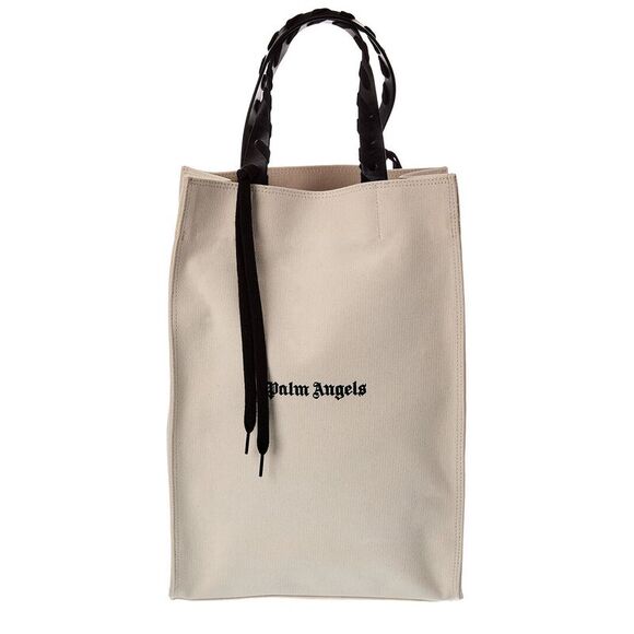 Palm Angels Logo Canvas & Leather Tote White